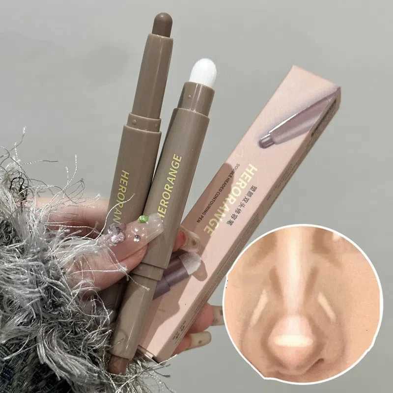 Nose Shadow Bronzer Contouring Makeup Pen Natural Gray Brown Three-dimensional Face Matte Shadow Cream Contour With Brush Makeup W250722