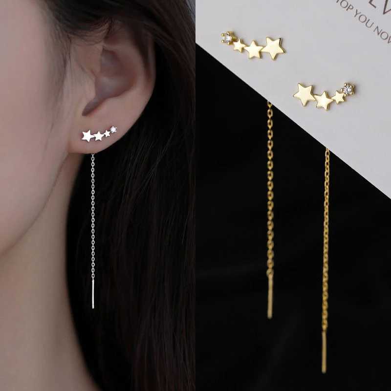 LATS Trend Long Wire Tassel Thread Chain Climbing Star Heart Beads Pendants Drop Earrings Womens Straight Hanging Earrings Jewelry XJ250722