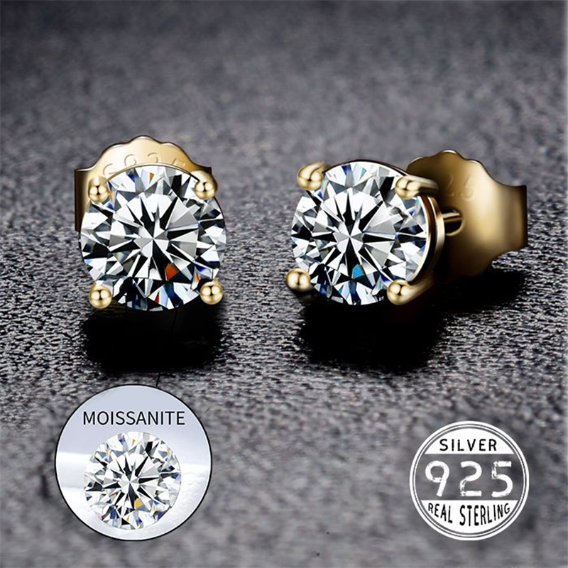 3/4/5/6.5/8mm Bling Round Moissanite Stud Earrings 100% 925 Sterling Silver Earring Studs 18K Gold Plated Find Quality Iced Out Diamond Hip Hop Jewelr