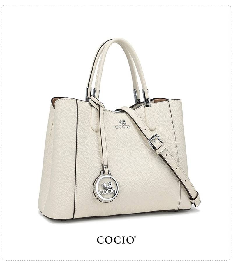 COCIO designer bag High quality genuine leather large capacity tote bag fashionable and versatile crossbody bag black white
