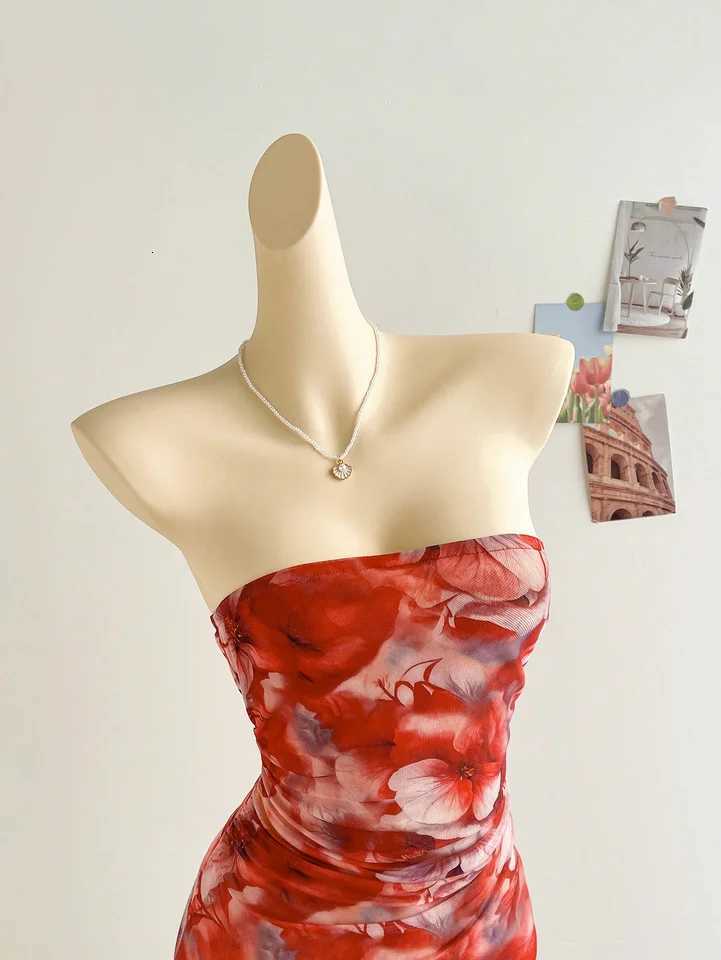 New Spring/Summer Ladies Sexy Strapless Backless Irregular Hemline Mini Dress XJ250722