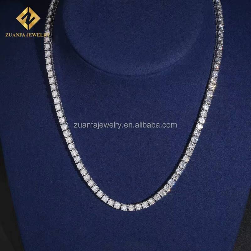 Ship From USA Hot Selling Iced Out Hip Hop Silver S925 4mm VVS1 Moissanite Diamond GRA Certificate Tennis Chain Bracelet Set