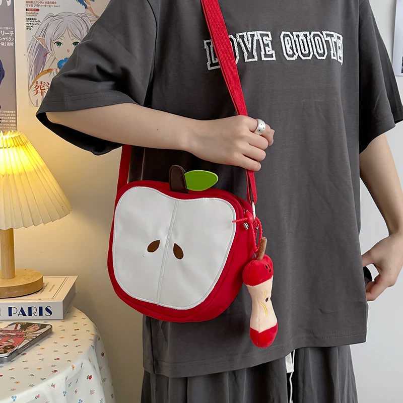 Japanese Style Lightweight Crossbody Bag Fem Cute Apple Bag Carto Casual Wern Style Niche Cloth Bag Student Shoulder Bag Y250722