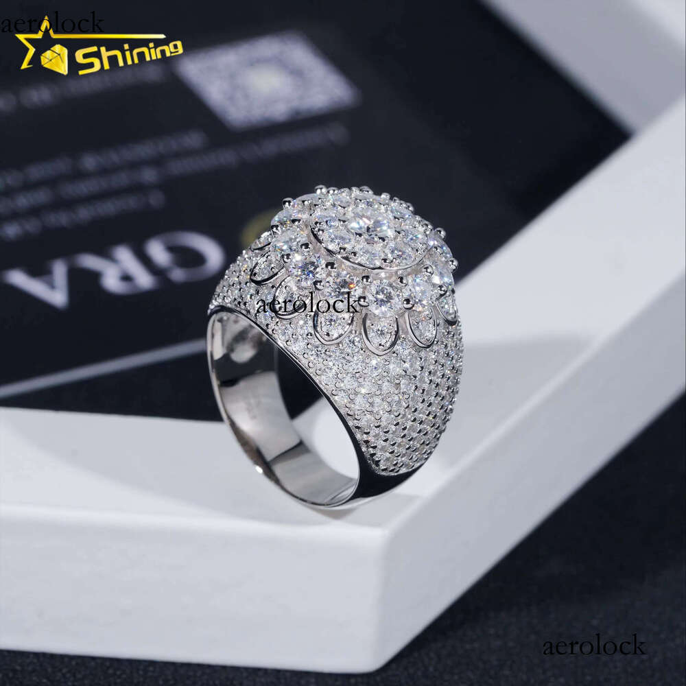 GRA Certificate Sterling Sier Gold Plated Hip Hop Jewelry Sparkle Iced Out Moissanite Men Ring