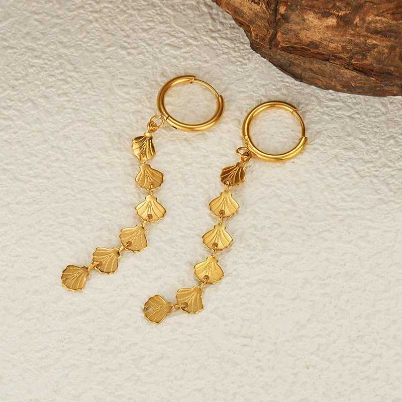 Seakissky Fashion Gold-plated Stainless Steel Earrings Exquisite Wheat Ear Shed Tassels Pendants Gorgeous Jewelry Womens Gift XJ250722