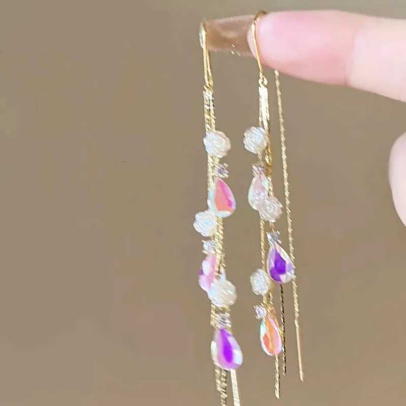 New Blue Heart Shed Zircon Earrings For Women Light Luxury Long Tassel Ear Wire Dangle Earring Ladies Wedding Party Jewelry XJ250722
