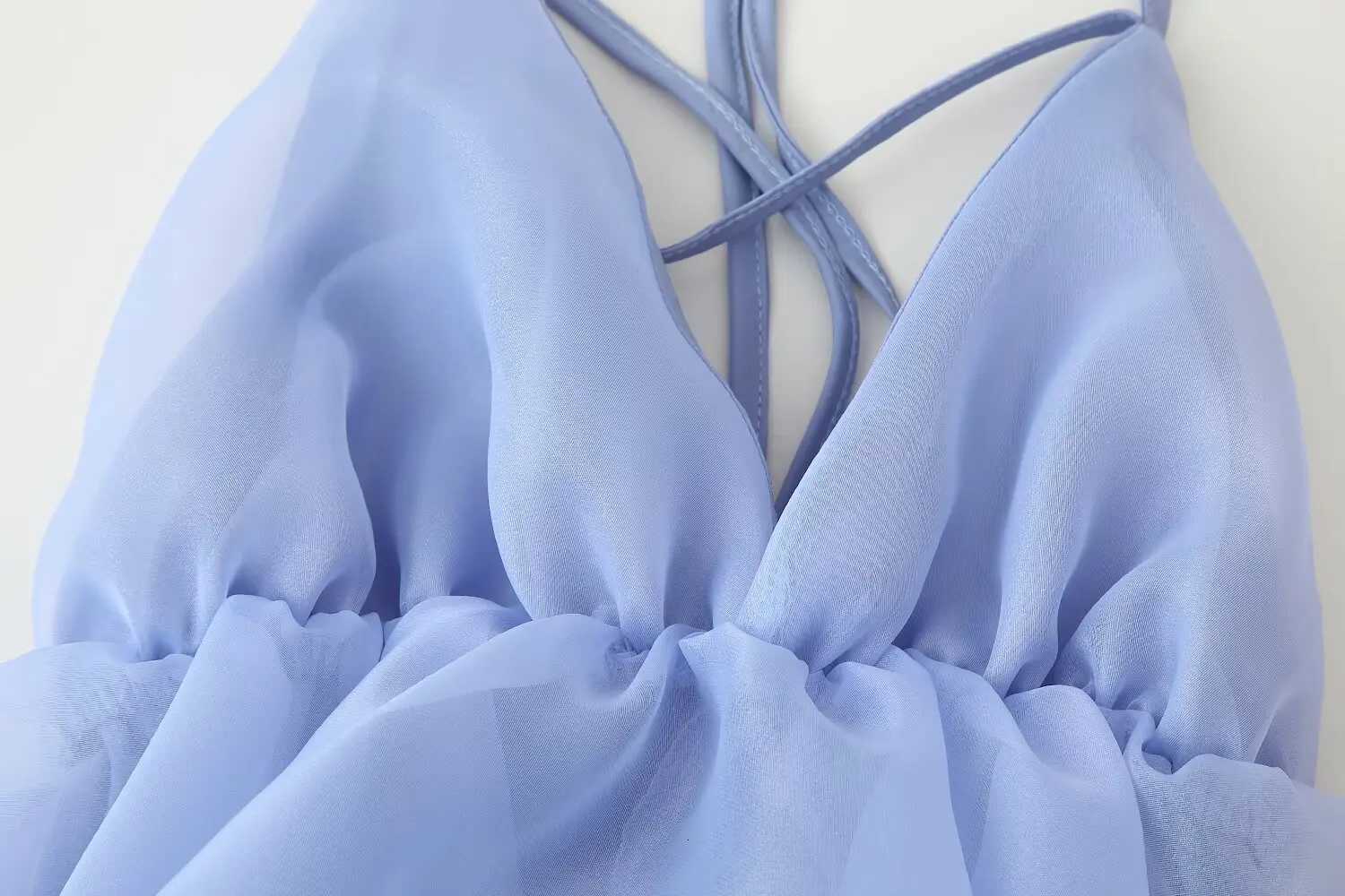 2025 Summer Sexy Backless Women Dress Lace-up Loose Pleated Hem Mini Dress Women Sleeveless High Waist Vacation Party Dress XJ250722