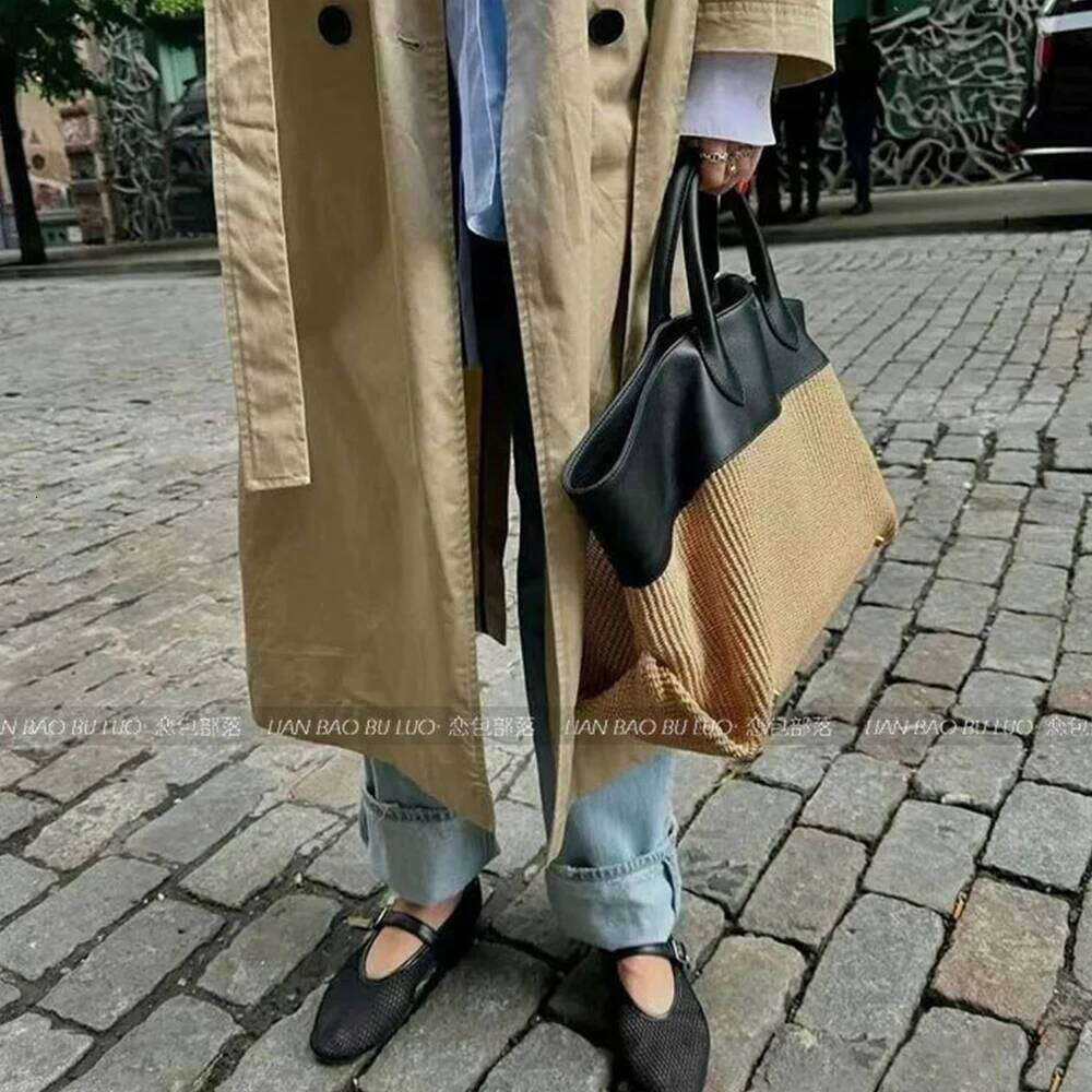 Bohemian Patchwork Straw Large Capacity Travel Beach Bags for Women Top Handle Handbags Woven Shoulder Bag Shopper Tote New
