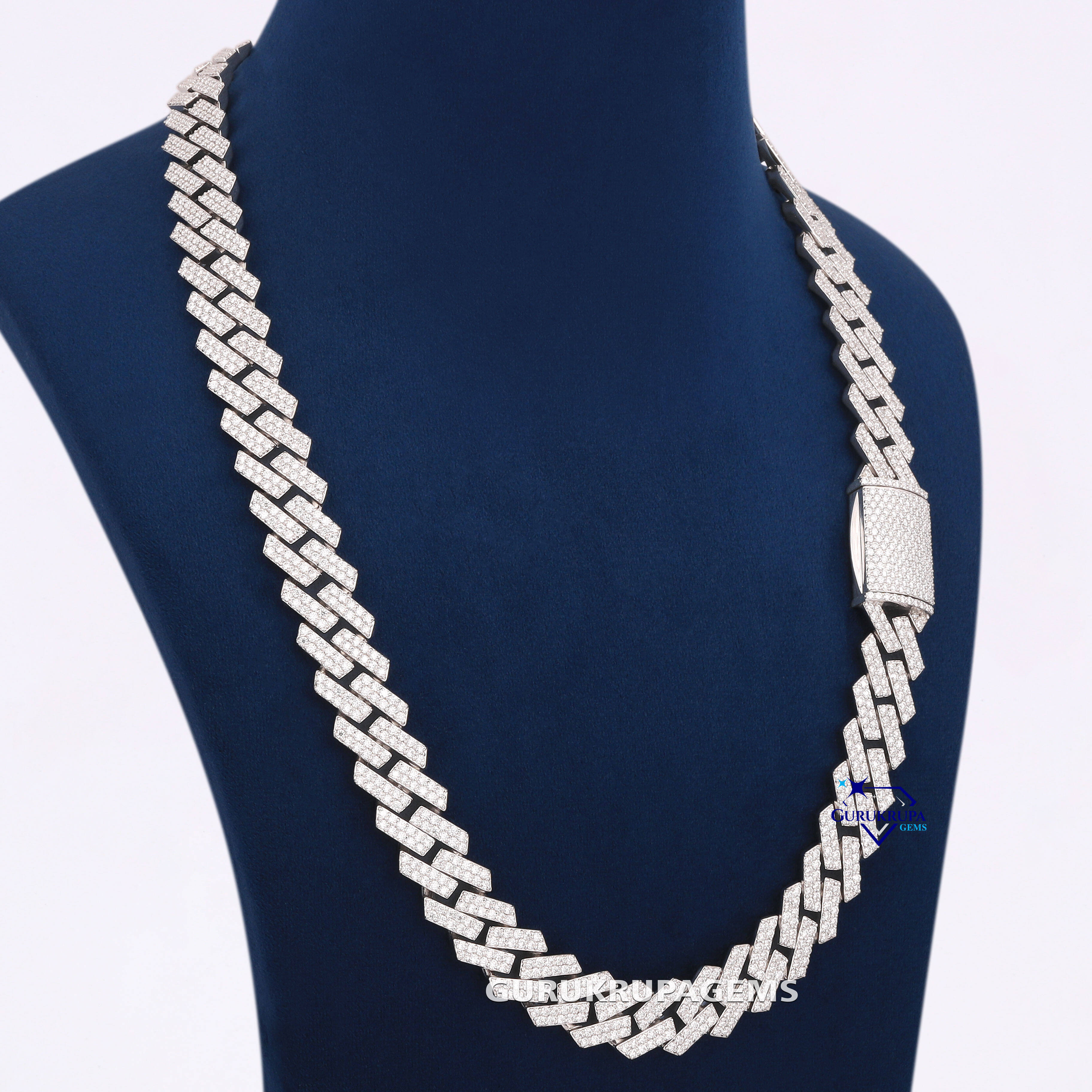 Hot Selling Iced Out Round Cut Moissanite Diamond 925 Sterling Silver Necklaces Hip Hop Cuban Link Chain VVS Clarity