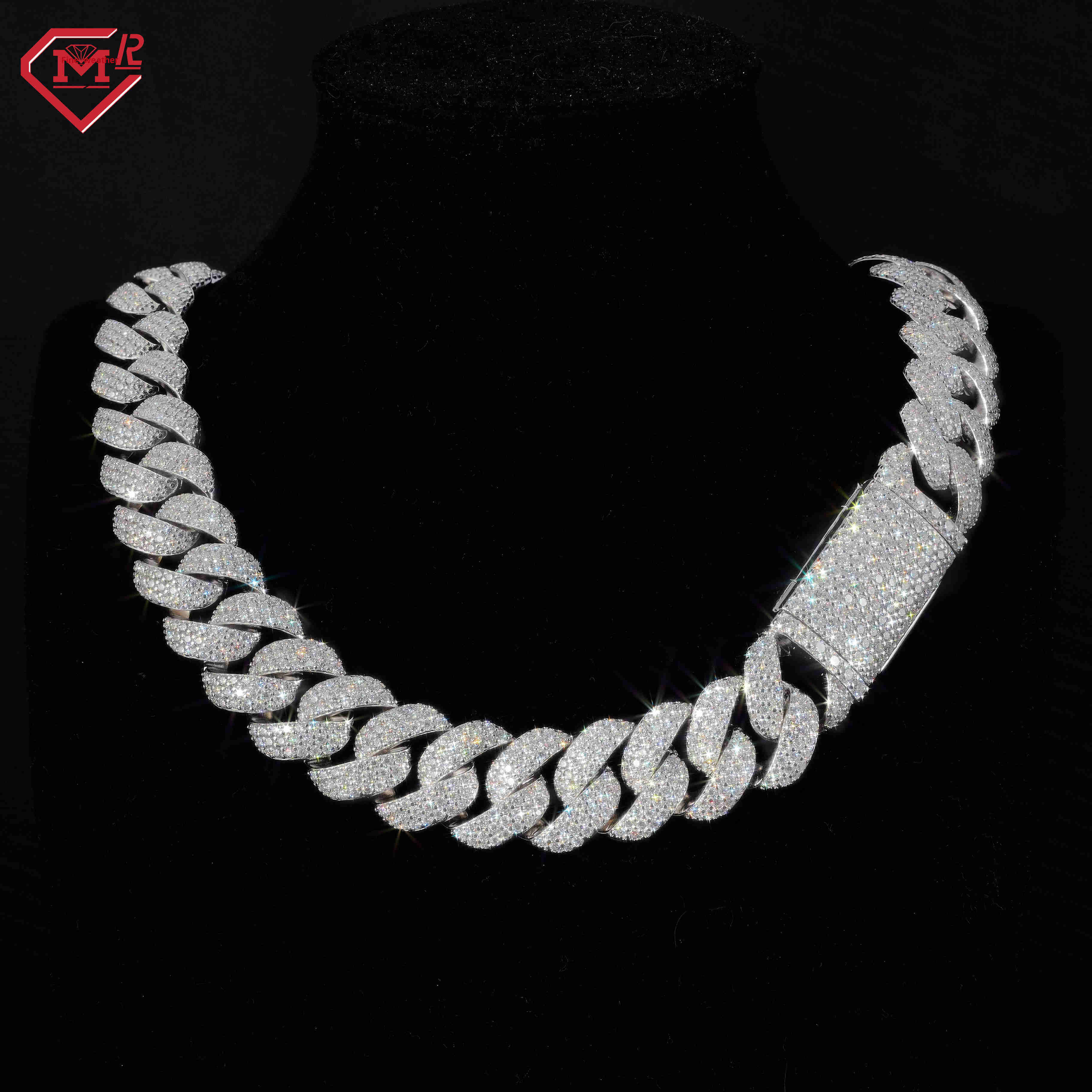 18MM Miami Moissanite Cuban Link Chain Stock 925 Sterling Silver Hiphop Jewelry Moissanite Cuban