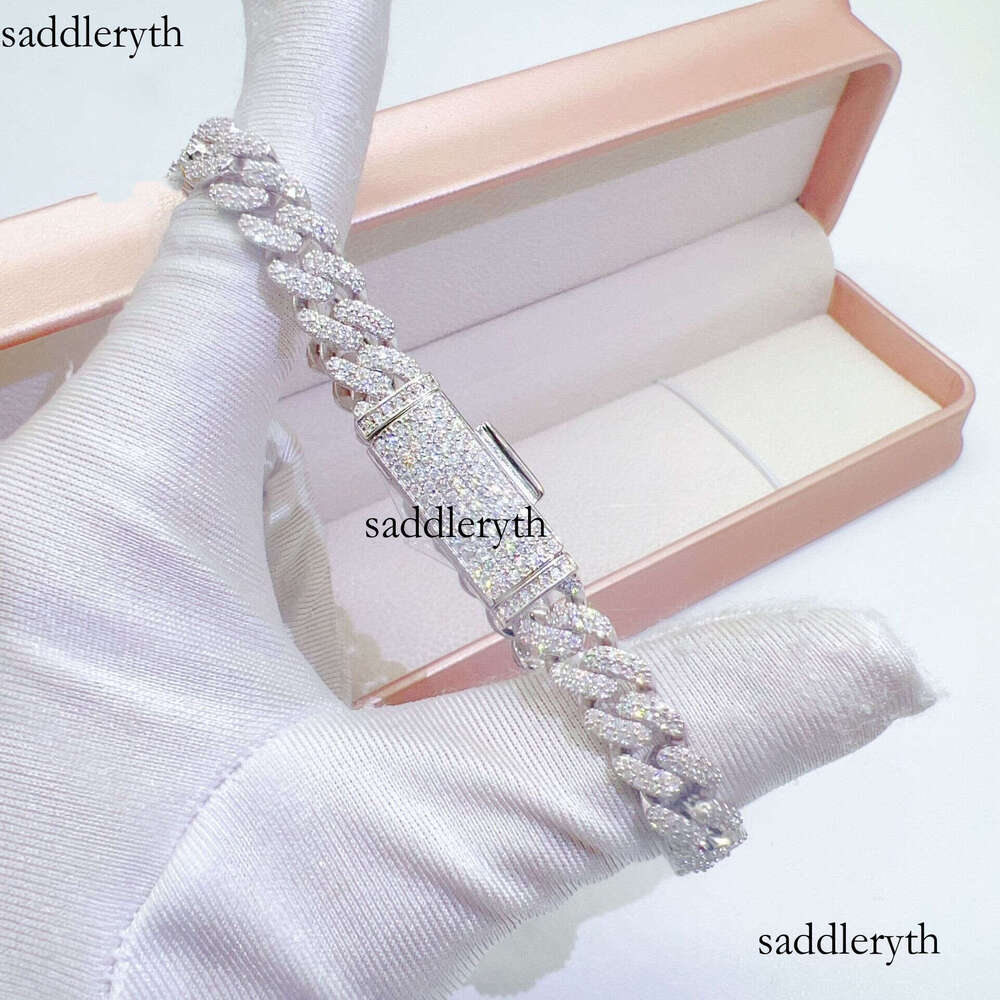 Chains 8mm 18-24inch Sterling Sier VVS Moissanite Cuban Chain Necklace 7/8/9inch Bracelet For Women/Men Nice Gift