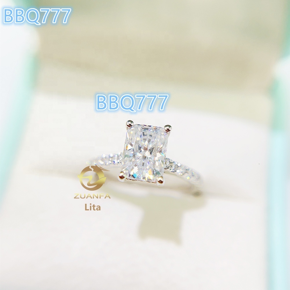 Pass Diamond Tester Top Quality GRA 2ct Radiant Cut 14k Gold Vvs1 Moissanite Diamond Engagement Ring