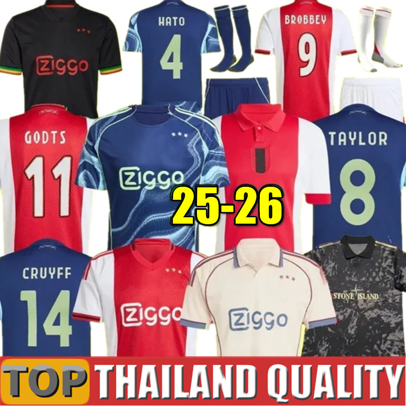 25 26 BROBBEY Amsterdam 125th Anniversary Soccer Jerseys 2025 2026 BERGWIN Home Away 3rd Fourth Football Shirt AKPOM TAYLOR CRUYFF BERGHUIS Men Kids Kit uniform