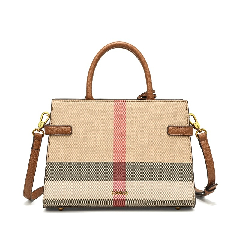 COCIO designer Fashionable versatile color blocking large capacity commuting light travel casual hand-held plaid tote bag