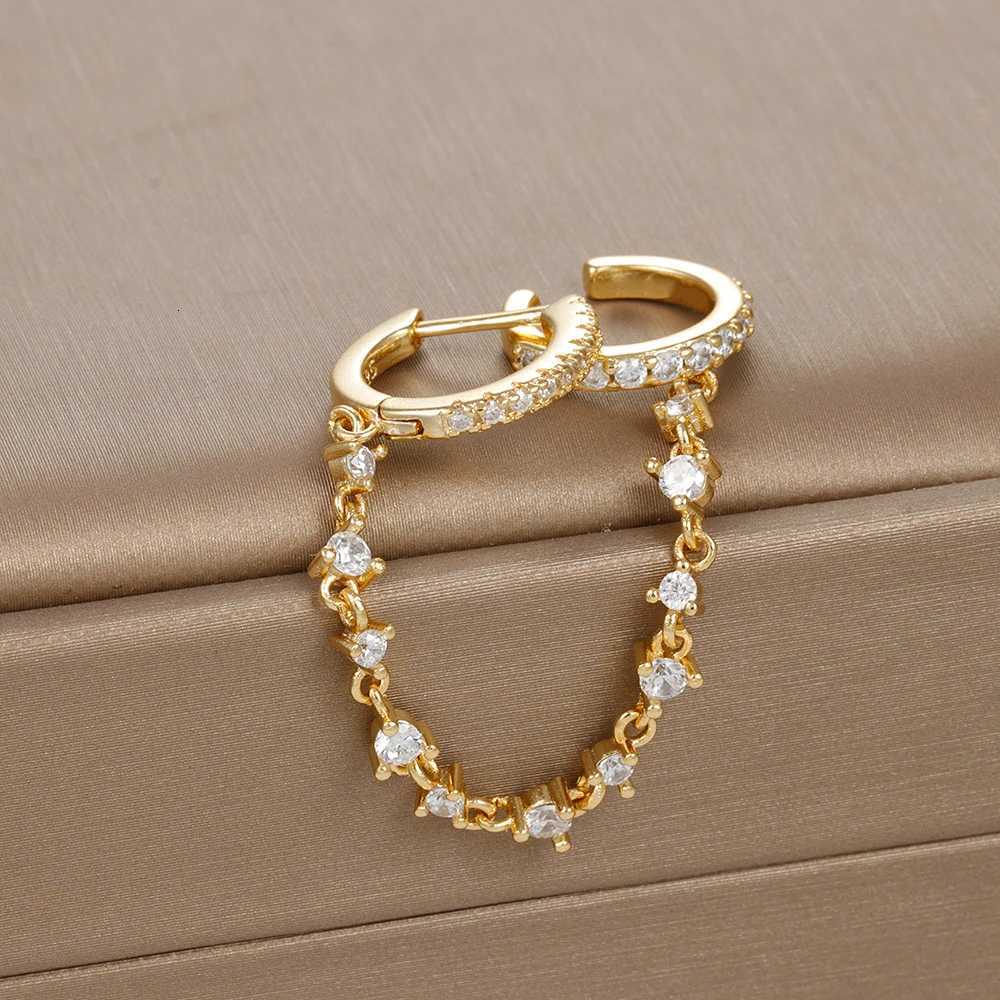 Europe and America CZ Crystal Chain Drop Earrings Stainless Steel Pendant Ear Buckle Fashion Jewelry for Women Birthday Gifts XJ250722