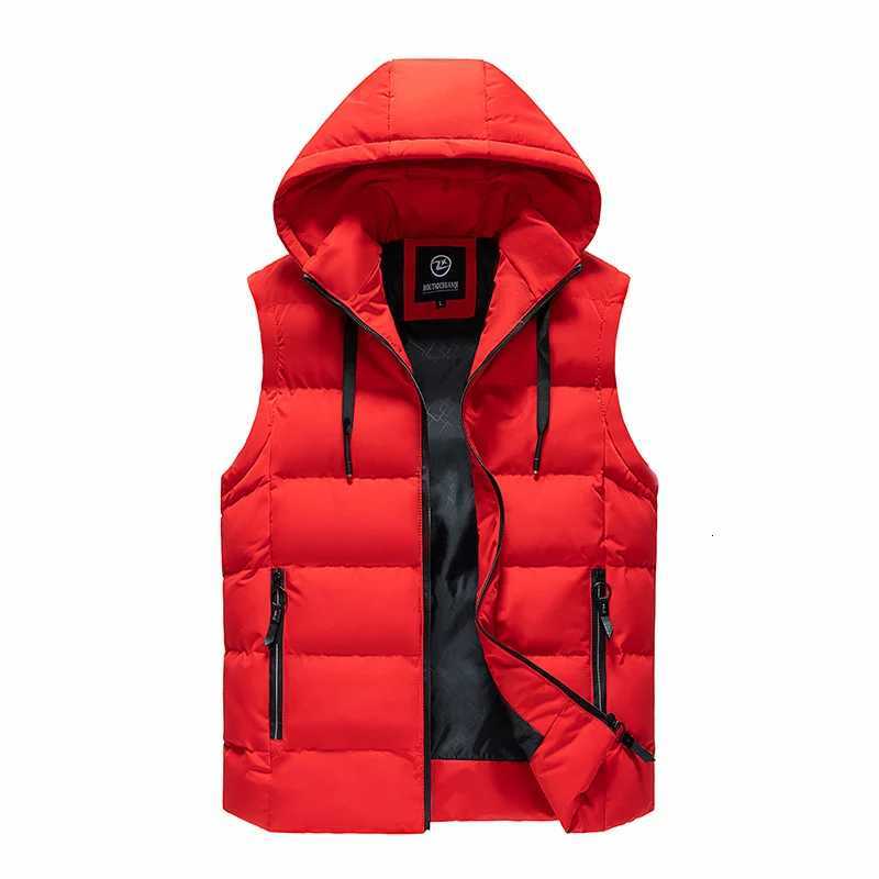 Hooded Down Vest Windproof Neck Warmth Practical Wear Simple Design Solid Color Fashion All-purpose Style Fabric Comfortable Coat W250722