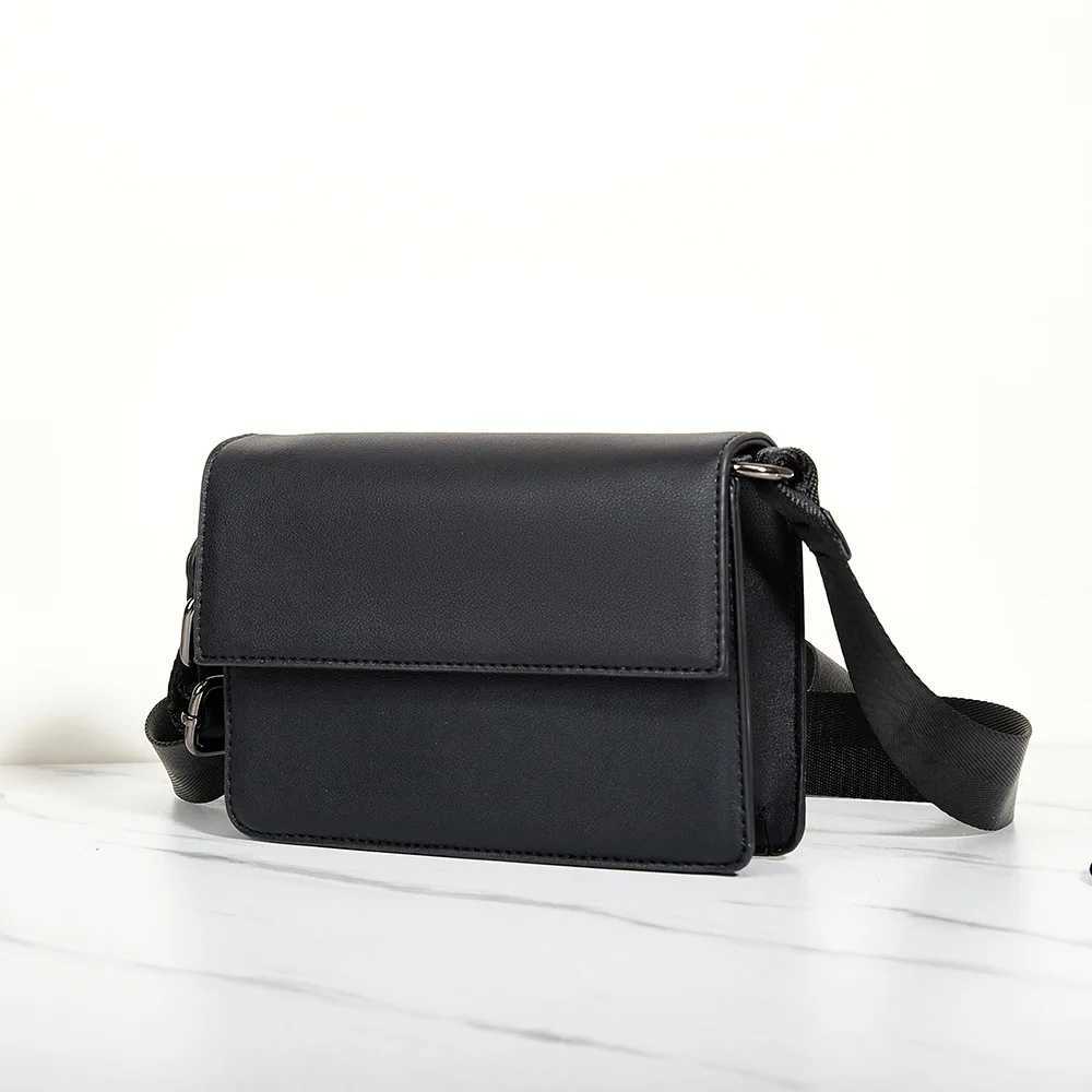 Black Leather Crossbody Bag Designer Messenger Bag for Men Bags Casual Man Shoulder Bag Male Bag Everyday Sling Pack