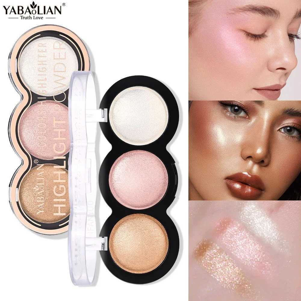 3 Colors High Gloss Highlighter Palette Makeup Face Brighten Contour B Waterproof Shimmer Powder Body Illuminator Cosmetics W250722