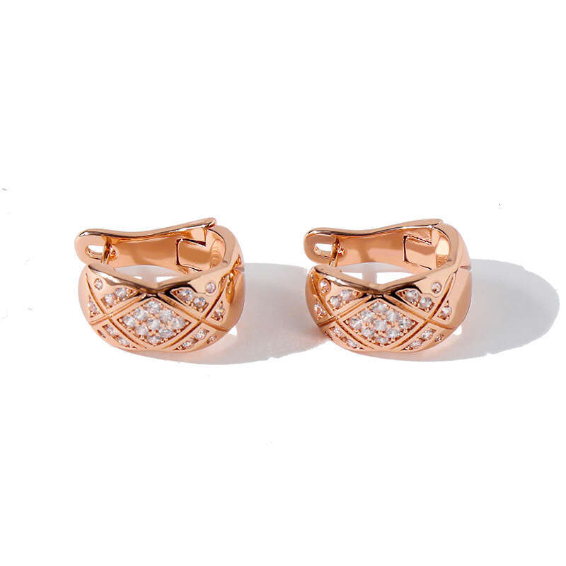 03 Dia-Studded Quilted Pattern Elegant High-End Ear Cuff Trendy Ins Style Earrings