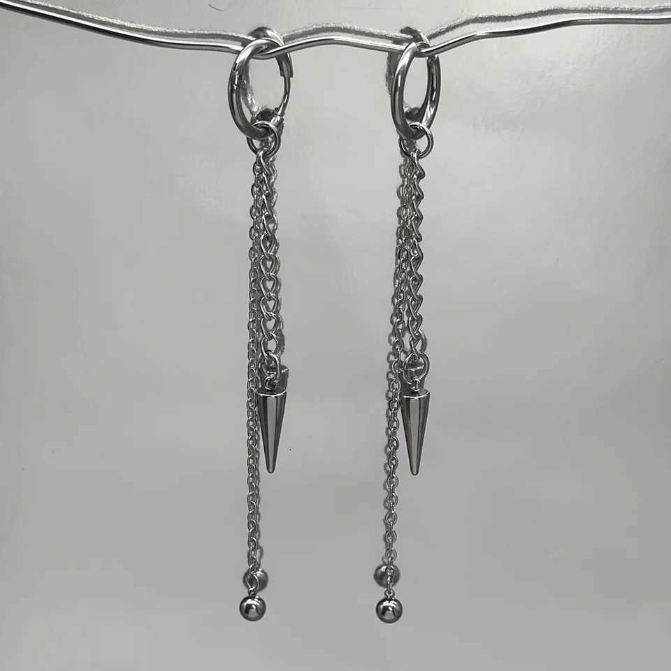 2K Kpop Grunge Stainless Steel Spike Dangle Earrings Grunge Aesthetic Emo Long Tassel Chain Spiked Earrings for Women XJ250722