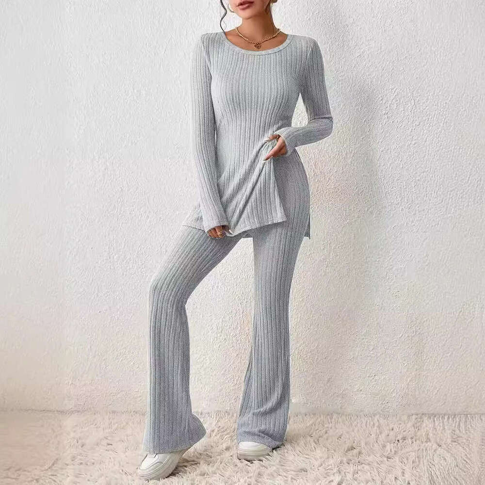 Solid Color Autumn Winter Fashion Casual Elegant Slim Fit Long Sleeve Ribbed Sweater Women's High-End Feel B5