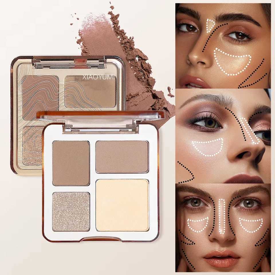 XIAOYUMI The four-color highlighter contour palette is matte and long-lasting brightening three-dimensional contours W250722
