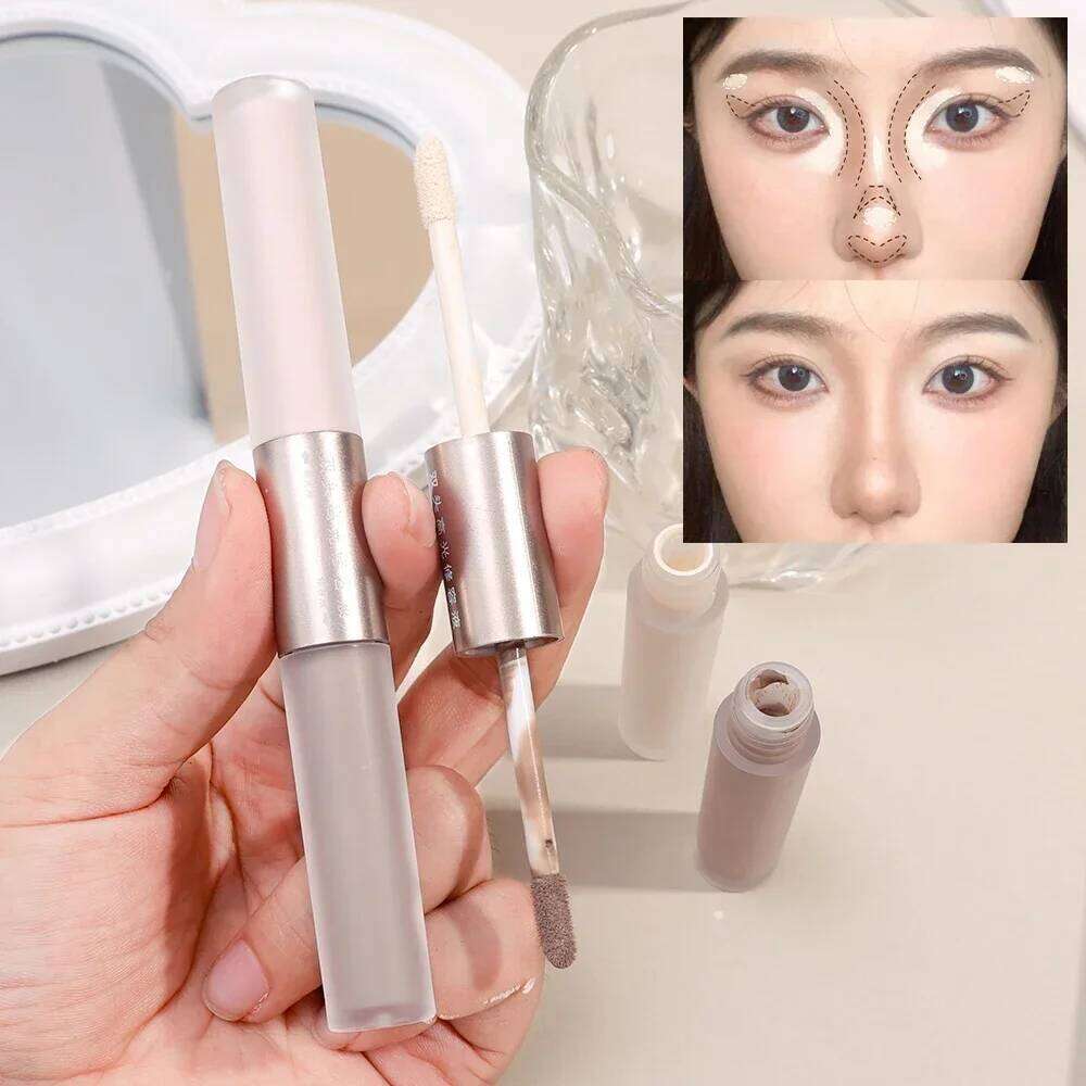 Matte Contouring Bronzer Stick 2 in 1 Grey Brown Nose Shadow Cream Double-ended Brighten Highlighter Makeup Cosmetic X250722