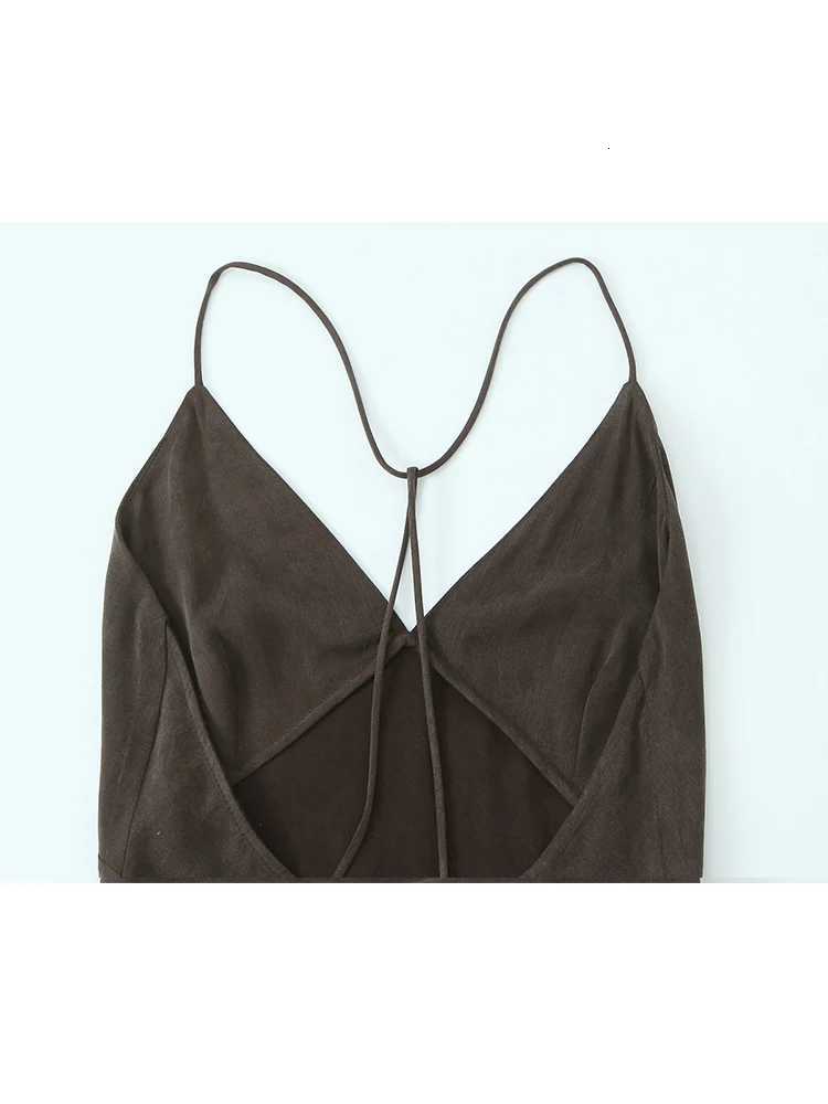 TFMLN Summer New Ladies Ele Midi Sling Dress Seamless Solid Backless Slim V-Neck Dresses 2025 Beach Party Sexy Dress XJ250722