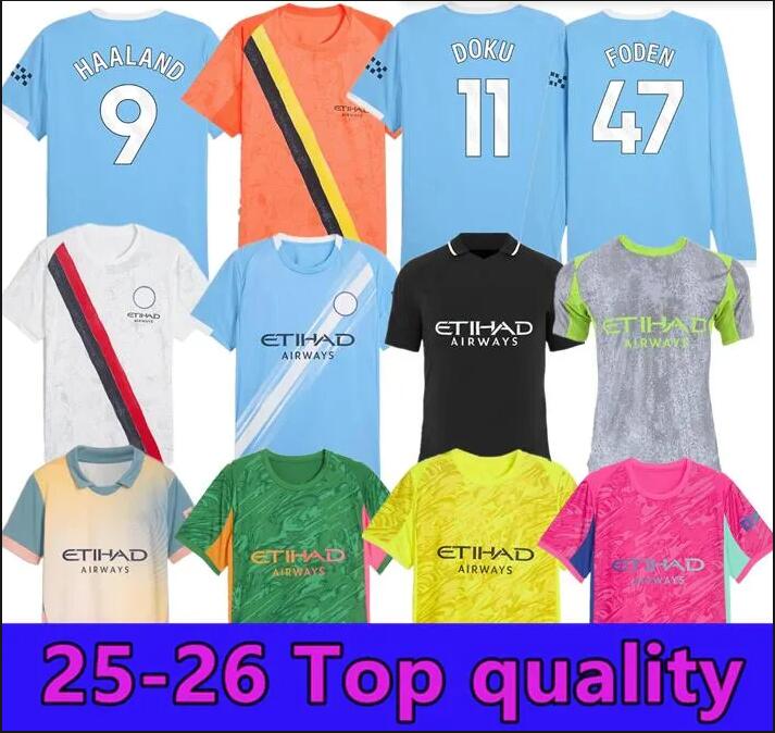 25 26 Man City HAALAND soccer jerseys DE BRUYNE GREALISH KOVACIC FODEN FERRAN 2024 2025 2026 Player football shirt uniforms men kids kit RODRIGO VITOR REIS KHUSANOV