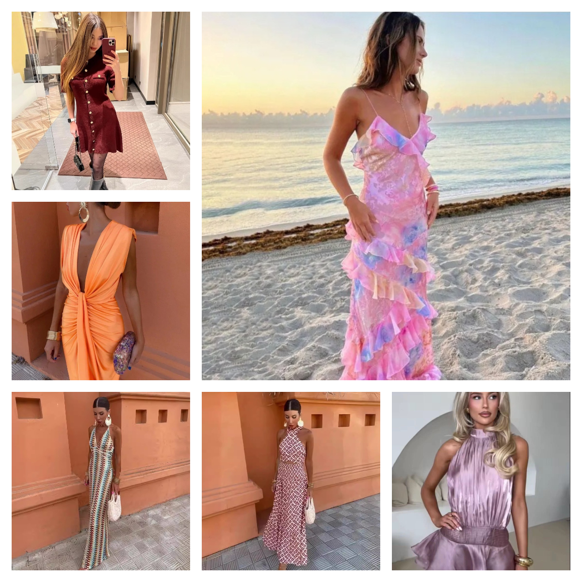 Ruffles Printed Spaghetti Strap Long Dress Women Colorful Sexy V-Neck Backless Slim Beach Vacation Dresses Holiday Vestidos