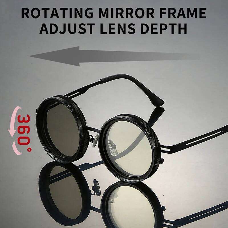 KAMMPT Adjustable Tint Polarized Sunglasses with Built-in ND Filter Men Fashion Vintage Design Shades Women Anti-UV Sun Glasses