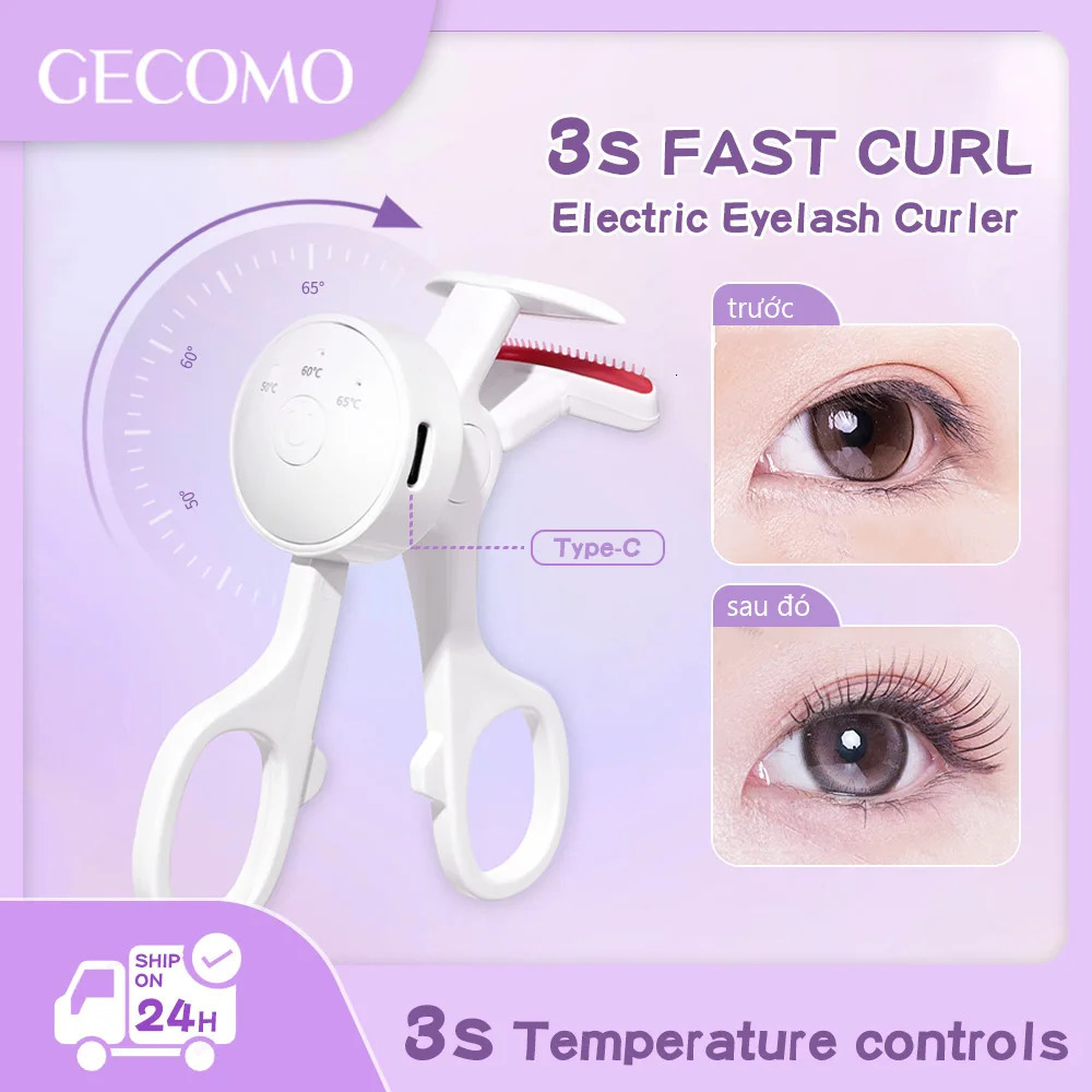 GECOMO Frameless Heated Eyelash Curler Intelligent Temperature Control Rechargeable Eyelash Long-lasting Curling Device 250716