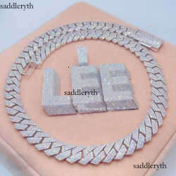 Customized DIY Name Letter Pendant Cuban Link Chain Necklace Sterling Sier Moissanite Baguette Dia Pendent For Men