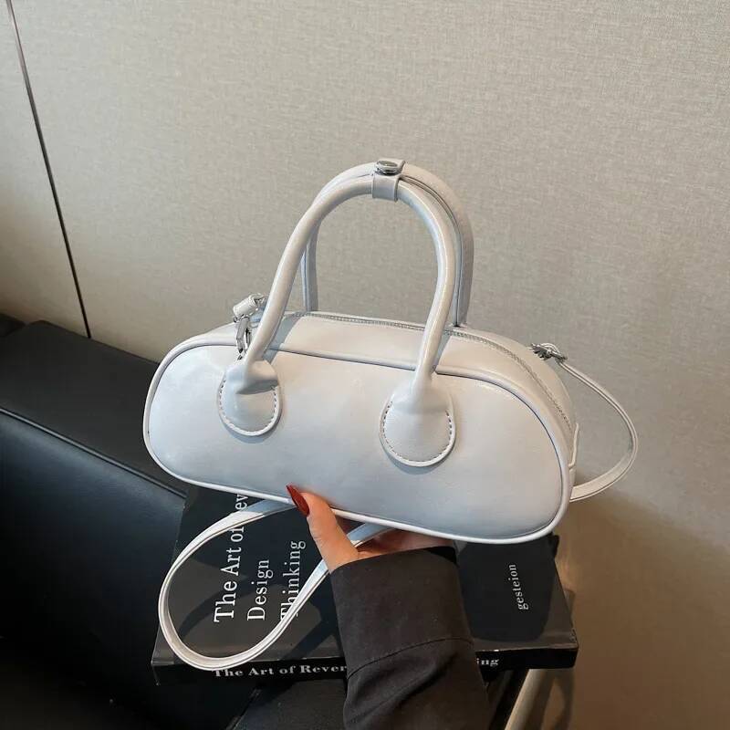 2025 Summer Women's Minimalist Solid Color Stylish Handheld Boston Bag - Elegant Versatile Shoulder/Crossbody Tote high-quality