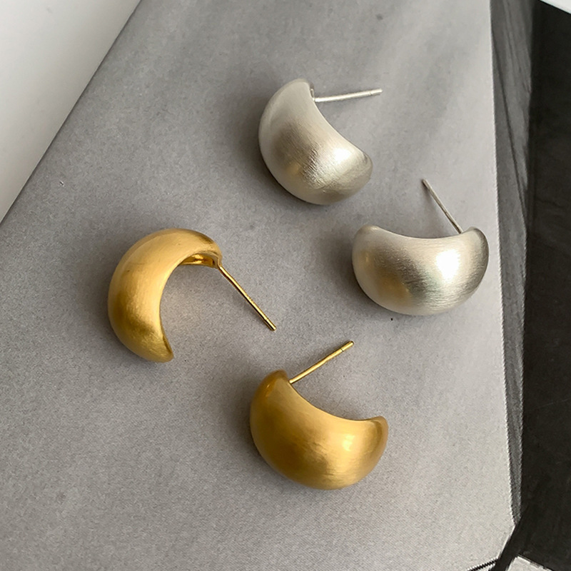 Sier Needle Minimalist Geometric Brushed Light Fashion Design Sense Elegant High-end Earrings for Women