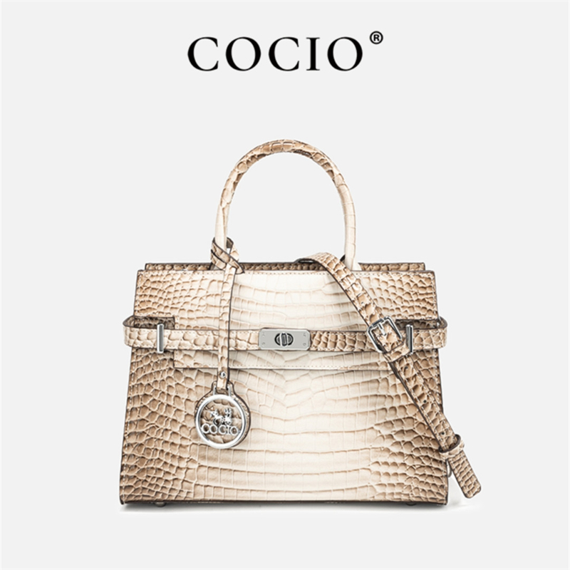 COCIO designer shoulder bag New high-quality crocodile patterned white luxury vintage leather crossbody bag