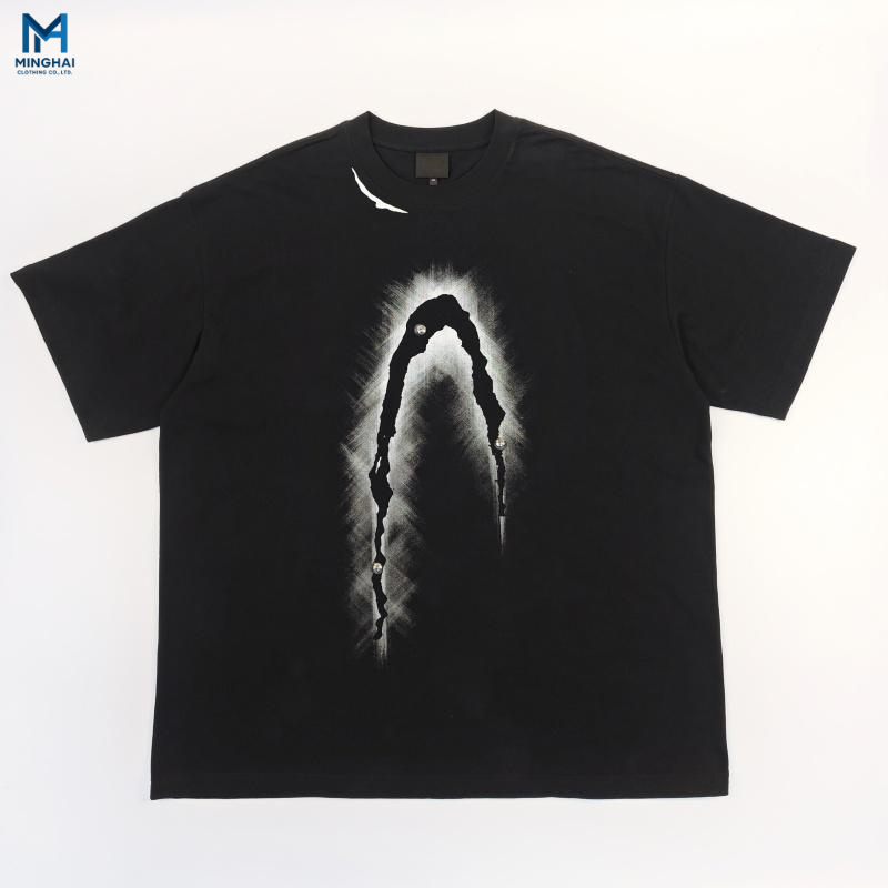 Hip Hop Print Crewneck T-Shirt with American Style Design - Men's Casual Shirt Customizable Design Skin friendly and breathable fabric