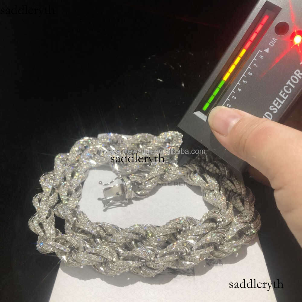 Twisted Moissanite S 10k 14k Solid Gold Hip Hop Men Jewelry Cuban Necklace Iced Out Vvs Dia Rope Chain