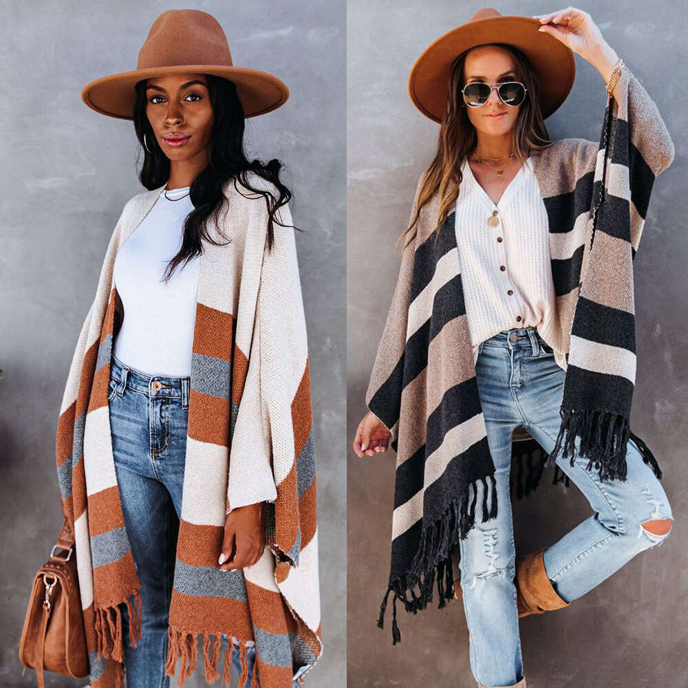 Autumn Winter New Women's Clothing Plus Size Tassel Ins Sweater Knitted Cardigan Off-Shoulder Coat B5