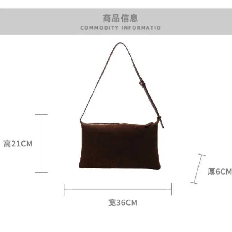 Womens Slouchy Vintage Frosted Suede New Fall/Winter Shoulder Underarm Bag Simple Tote Bag Large Capacity Commuter Bag XJ250704