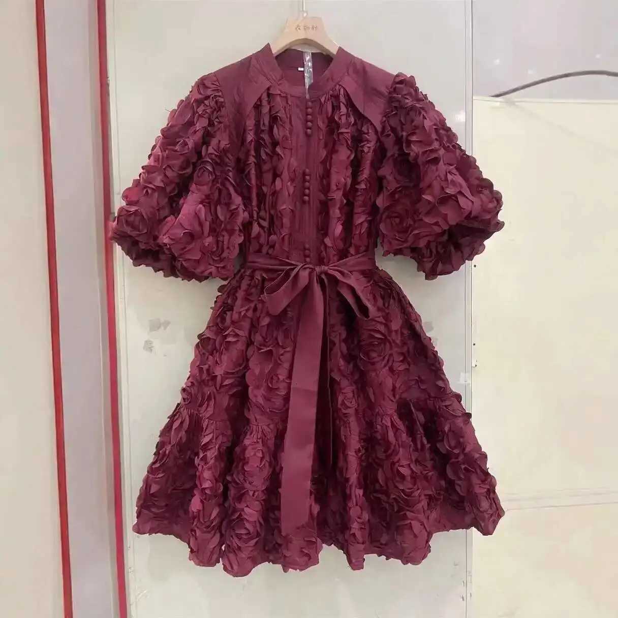 3D Flower Evening Dresses for Women Summer Holiday Bubble Sve Party Prom Dress Formal OccasionXJ250722