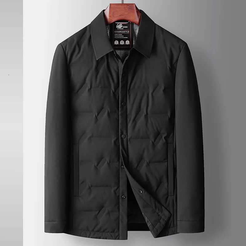 Mens Lightweight 90% White Duck Down Jacket 2025 Autumn Winter Casual Warm Puffer Coat Outerwear Solid Color Padded Parka Clothes W250722