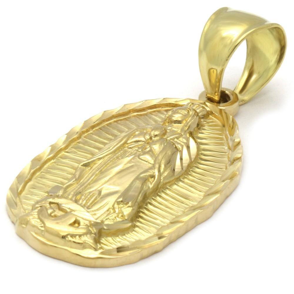Mens 18k Gold Plated Guadalupe Hip-Hop Pendant 6mm Cuban Chain Necklace - view 7