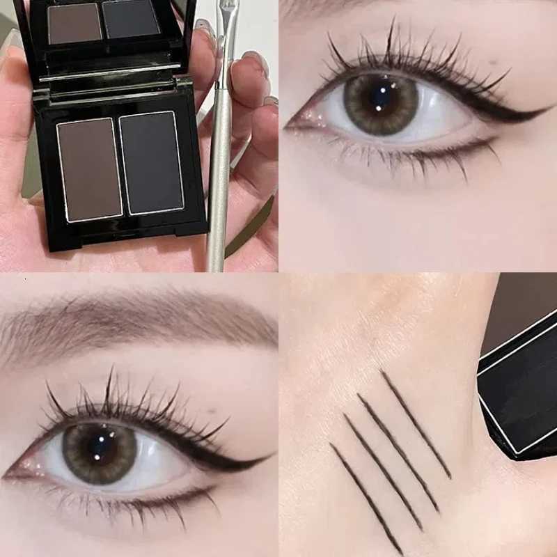 Waterproof Matte Eyeliner Powder Palette Double-color Eyebrow Powder Quick Dry Smooth Black Brown Eyeshadow Makeup Cosmetics W250722