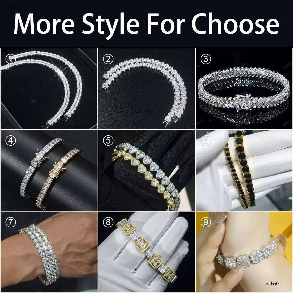 Diatoeous Earth Clover Tennis for Men and Women Iced Sier Vvs Four-Leaf Cross Bracelet