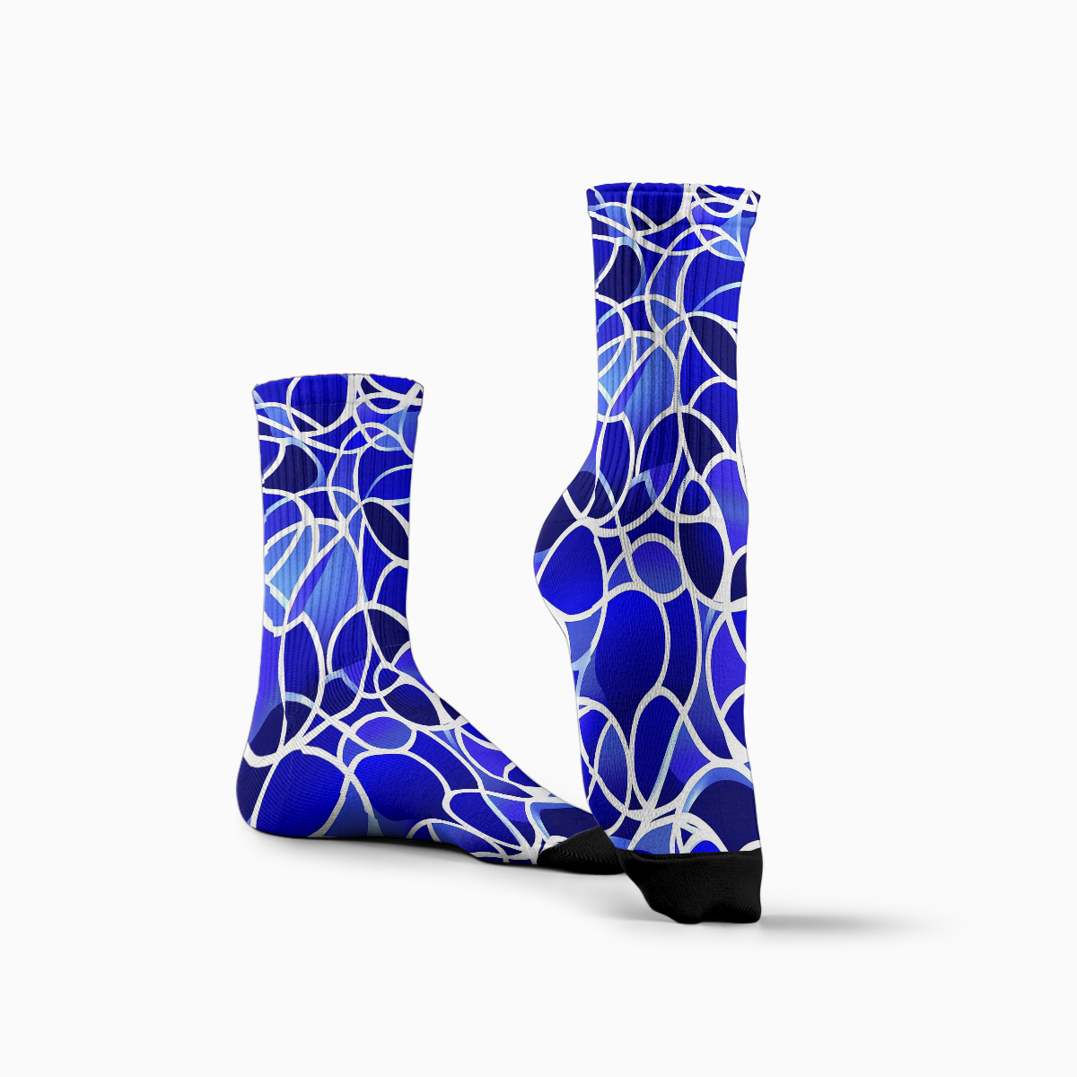 Blue Geometric Vine - Pattern Unisex Tube Designer Socks C083