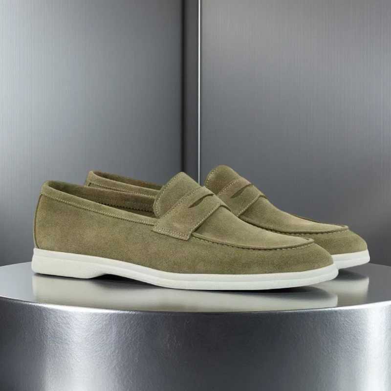 2025 Brand Suede Leather Loafers Men Casual Shoes Luxury Mens Breathable Slip-on Driving Shoes Moccasins XJ250722