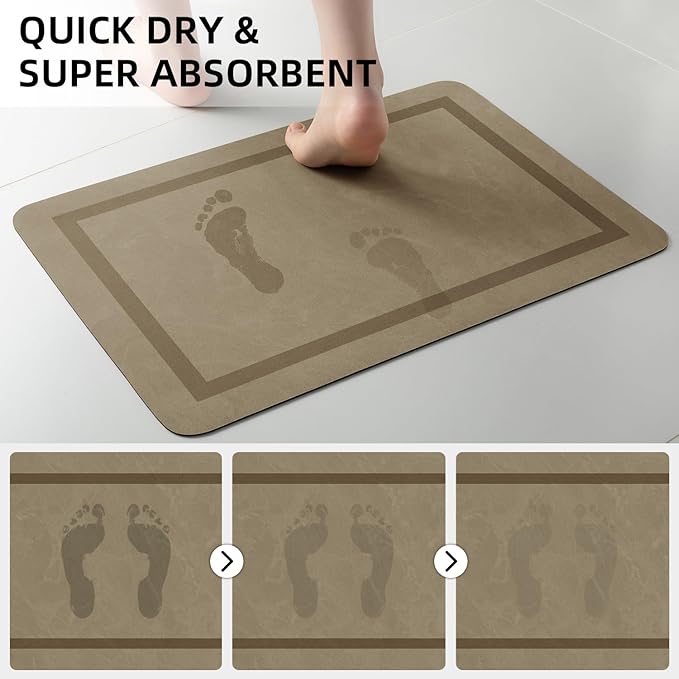 Quick Dry Ultra Thin Magic Bathroom Rug Non-Slip, Super Absorbent Easy to Clean Space-Saving for Shower Tub Bathroom Floors