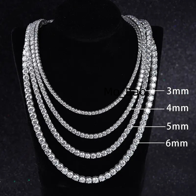 YiDiS Fine Jewelry VVS Moissanite Tennis Necklace 925 Sterling Silver Round Cut Pass Tester Shiny Luxury Chain for Men Women
