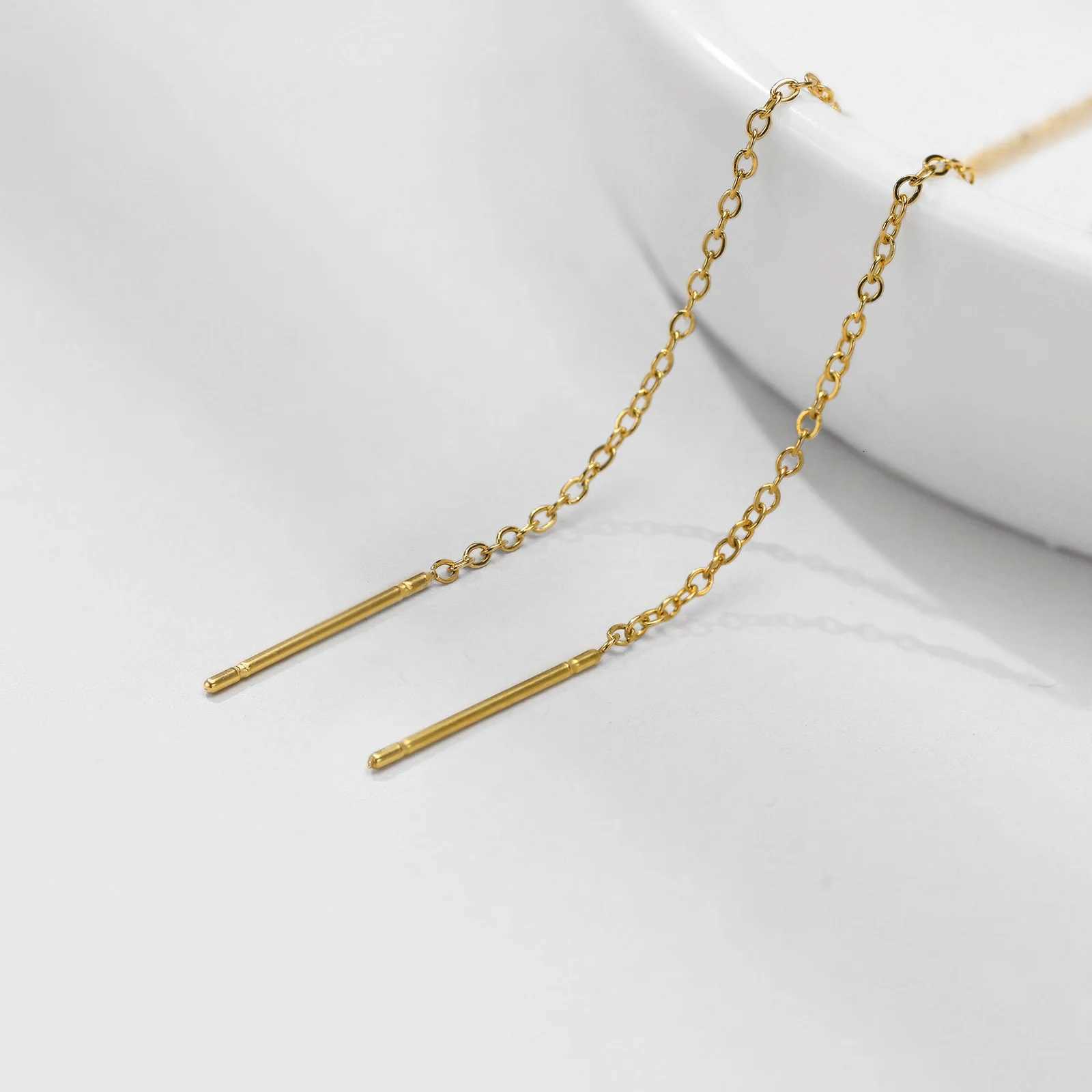 Vnox Delicate Jan Korean Long Tassel Linear Chain Earrings for Women Stainless Steel Ear Line Threader Dangle Earring XJ250722